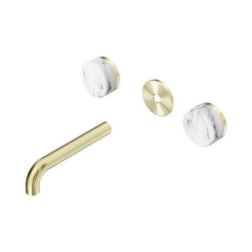 Serenity Wall Basin Set 160mm Spout with Arabescato Corchia Handle Trim Kit Only Brushed Gold [311349]