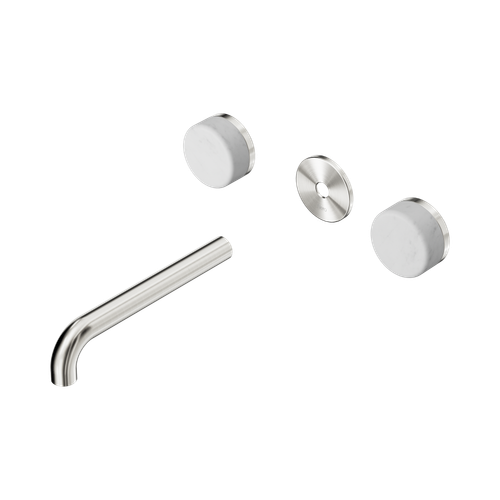 Serenity Wall Basin Set 185mm Spout with Carrara Handle Trim Kit Only Brushed Nickel [311137]