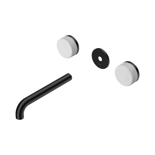 Serenity Wall Basin Set 185mm Spout with Carrara Handle Trim Kit Only Matte Black [311188]