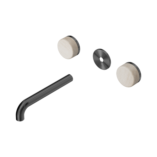 Serenity Wall Basin Set 185mm Spout with Rome Travertine Handle Trim Kit Only Gunmetal [311282]