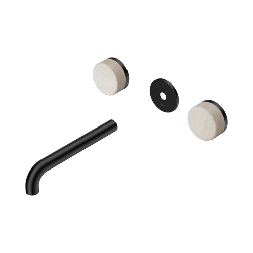 Serenity Wall Basin Set 185mm Spout with Rome Travertine Handle Trim Kit Only Matte Black [311225]