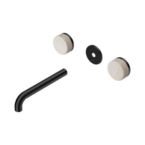 Serenity Wall Basin Set 185mm Spout with Rome Travertine Handle Trim Kit Only Matte Black [311225]