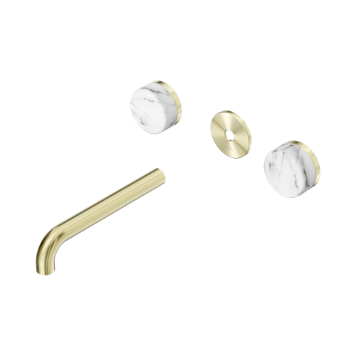 Serenity Wall Basin Set 185mm Spout with Arabescato Corchia Handle Trim Kit Only Brushed Gold [311211]