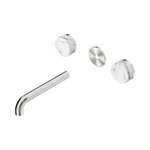 Serenity Wall Basin Set 185mm Spout with Arabescato Corchia Handle Trim Kit Only Brushed Nickel [311281]