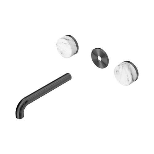 Serenity Wall Basin Set 185mm Spout with Arabescato Corchia Handle Trim Kit Only Gunmetal [311353]