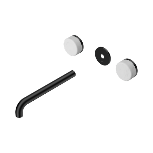 Serenity Wall Basin Set 220mm Spout with Carrara Handle Trim Kit Only Matte Black [311258]