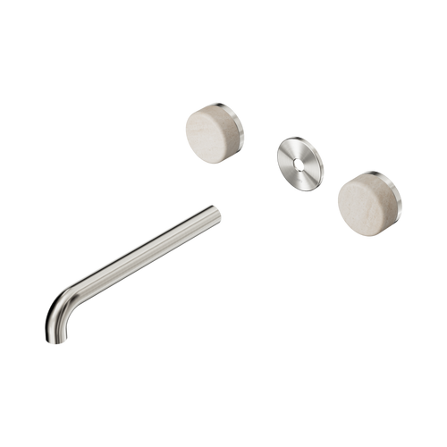 Serenity Wall Basin Set 220mm Spout with Rome Travertine Handle Trim Kit Only Brushed Nickel [311091]