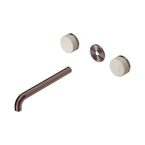Serenity Wall Basin Set 220mm Spout with Rome Travertine Handle Trim Kit Only Brushed Bronze [311334]