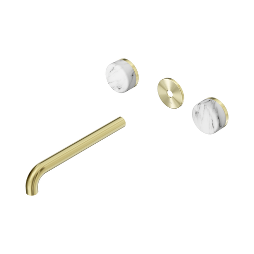 Serenity Wall Basin Set 220mm Spout with Arabescato Corchia Handle Trim Kit Only Brushed Gold [311110]
