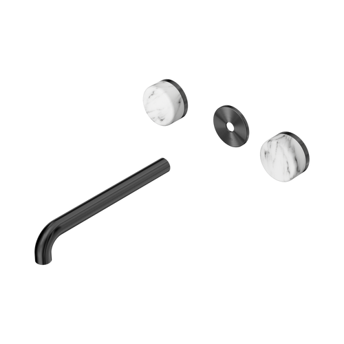 Serenity Wall Basin Set 220mm Spout with Arabescato Corchia Handle Trim Kit Only Gunmetal [311326]