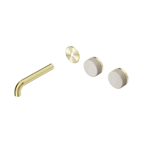 Serenity Wall Basin Set 160mm Offset spout with Rome Travertine Handle Trim Kit Only Brushed Gold [311212]