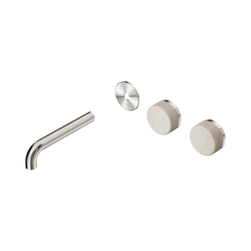 Serenity Wall Basin Set 160mm Offset spout with Rome Travertine Handle Trim Kit Only Brushed Nickel [311304]