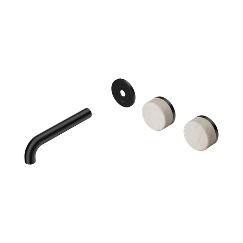 Serenity Wall Basin Set 160mm Offset spout with Rome Travertine Handle Trim Kit Only Matte Black [311215]