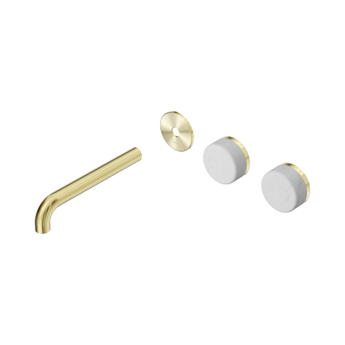 Serenity Wall Basin Set 185mm Offset spout with Carrara Handle Trim Kit Only Brushed Gold [311176]