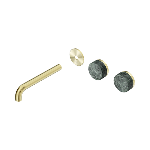 Serenity Wall Basin Set 185mm Offset spout with Verde Alpi Handle Trim Kit Only Brushed Gold [311348]