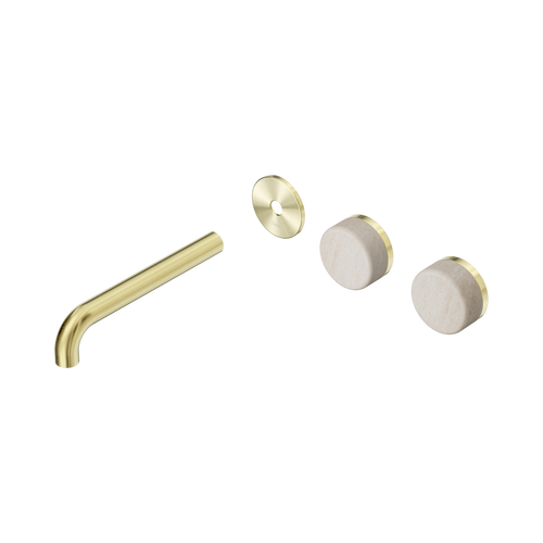 Serenity Wall Basin Set 185mm Offset spout with Rome Travertine Handle Trim Kit Only Brushed Gold [311276]