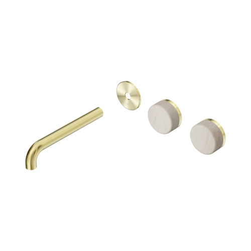 Serenity Wall Basin Set 185mm Offset spout with Rome Travertine Handle Trim Kit Only Brushed Gold [311276]