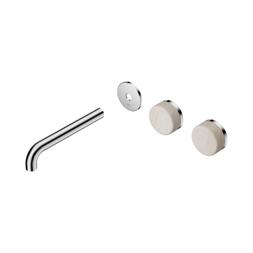 Serenity Wall Basin Set 185mm Offset spout with Rome Travertine Handle Trim Kit Only Chrome [311074]
