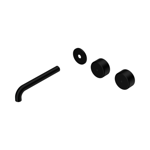 Serenity Wall Basin Set 185mm Offset spout with Metal Handle Trim Kit Only Matte Black [311226]