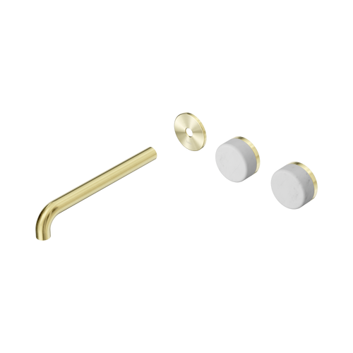 Serenity Wall Basin Set 220mm Offset spout with Carrara Handle Trim Kit Only Brushed Gold [311307]