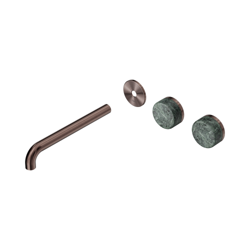 Serenity Wall Basin Set 220mm Offset spout with Verde Alpi Handle Trim Kit Only Brushed Bronze [311245]