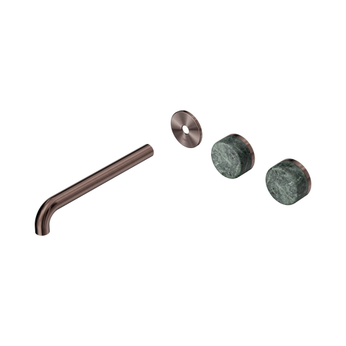 Serenity Wall Basin Set 220mm Offset spout with Verde Alpi Handle Trim Kit Only Brushed Bronze [311245]