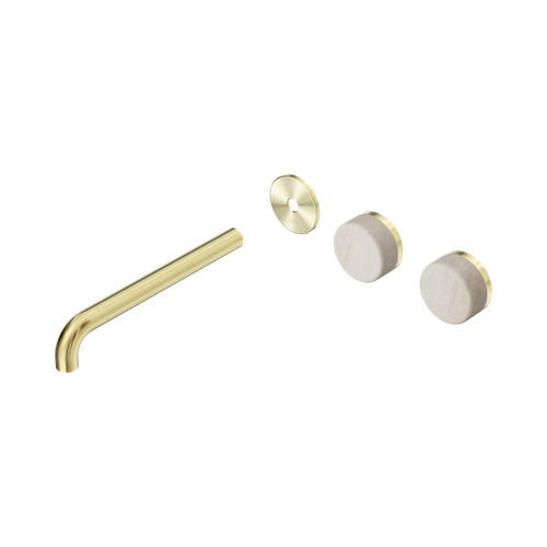 Serenity Wall Basin Set 220mm Offset spout with Rome Travertine Handle Trim Kit Only Brushed Gold [311204]