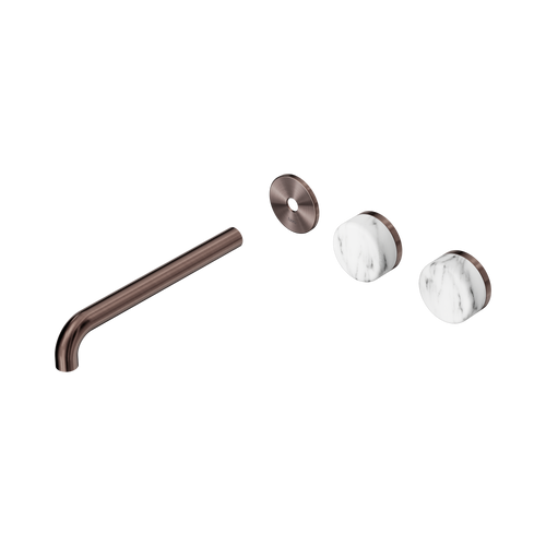 Serenity Wall Basin Set 220mm Offset spout with Arabescato Corchia Handle Trim Kit Only Brushed Bronze [311359]