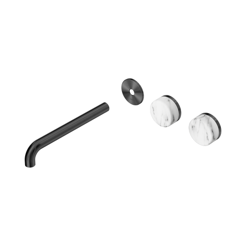 Serenity Wall Basin Set 220mm Offset spout with Arabescato Corchia Handle Trim Kit Only Gunmetal [311254]