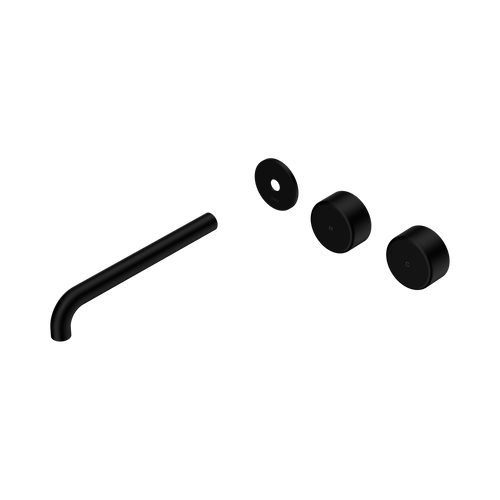 Serenity Wall Basin Set 220mm Offset spout with Metal Handle Trim Kit Only Matte Black [311118]