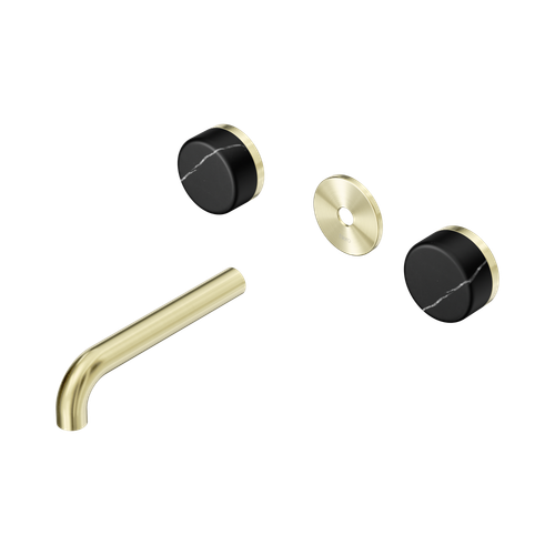 Serenity Wall Basin Set 160mm Spout with Marquina Black Handle Trim Kit Only Brushed Gold [311115]