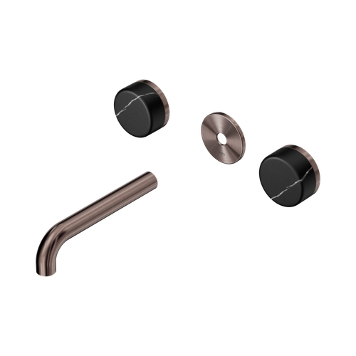 Serenity Wall Basin Set 160mm Spout with Marquina Black Handle Trim Kit Only Brushed Bronze [311149]