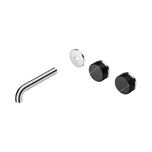 Serenity Wall Basin Set 160mm Offset spout with Marquina Black Handle Trim Kit Only Chrome [311246]