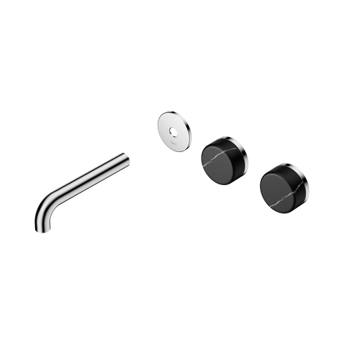 Serenity Wall Basin Set 160mm Offset spout with Marquina Black Handle Trim Kit Only Chrome [311246]