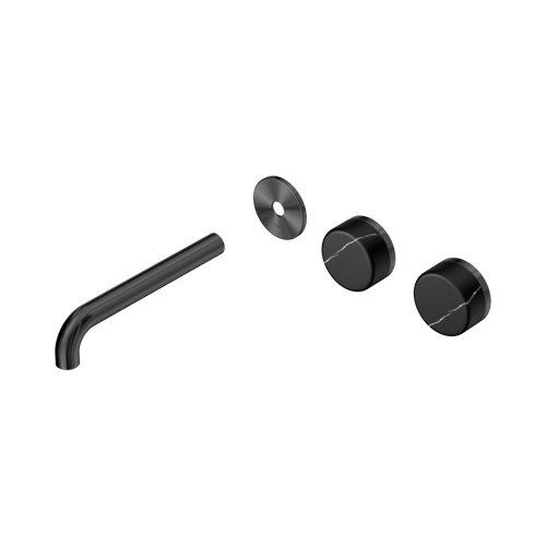 Serenity Wall Basin Set 185mm Offset spout with Marquina Black Handle Trim Kit Only Gunmetal [311114]