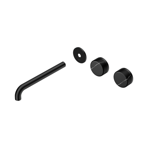 Serenity Wall Basin Set 220mm Offset spout with Marquina Black Handle Trim Kit Only Matte Black [311181]