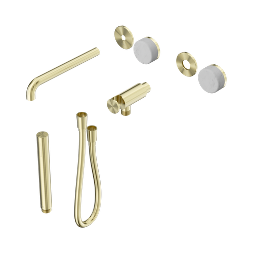 Serenity Progressive Shower System with Spout with Carrara Handle and Slim Shower Trim Kit Only Brushed Gold [311087]