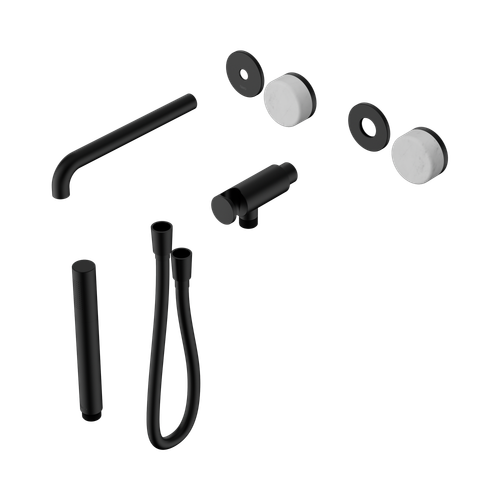 Serenity Progressive Shower System with Spout with Carrara Handle and Slim Shower Trim Kit Only Matte Black [311166]
