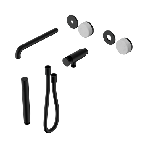 Serenity Progressive Shower System with Spout with Carrara Handle and Slim Shower Trim Kit Only Matte Black [311166]