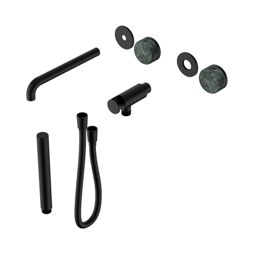 Serenity Progressive Shower System with Spout with Verde Alpi Handle and Slim Shower Trim Kit Only Matte Black [311342]