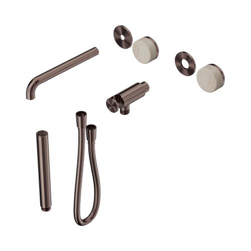 Serenity Progressive Shower System with Spout with Rome Travertine Handle and Slim Shower Trim Kit Only Brushed Bronze [311275]