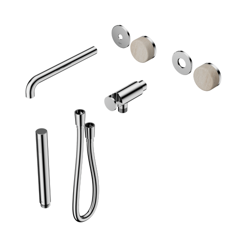 Serenity Progressive Shower System with Spout with Rome Travertine Handle and Slim Shower Trim Kit Only Chrome [311082]