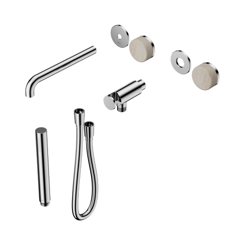 Serenity Progressive Shower System with Spout with Rome Travertine Handle and Slim Shower Trim Kit Only Chrome [311082]
