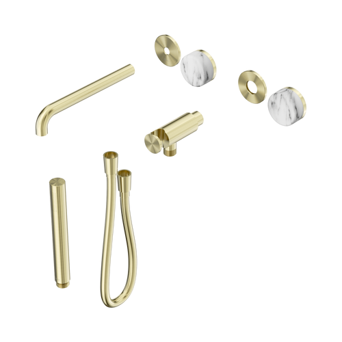 Serenity Progressive Shower System with Spout with Arabescato Corchia Handle and Slim Shower Trim Kit Only Brushed Gold [311250]