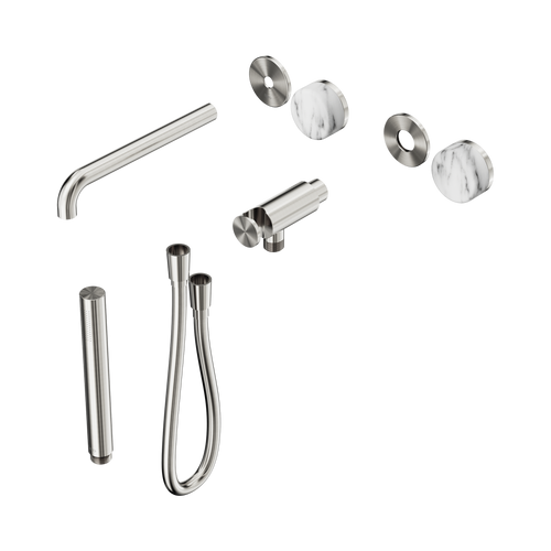 Serenity Progressive Shower System with Spout with Arabescato Corchia Handle and Slim Shower Trim Kit Only Brushed Nickel [311311]