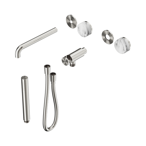 Serenity Progressive Shower System with Spout with Arabescato Corchia Handle and Slim Shower Trim Kit Only Brushed Nickel [311311]