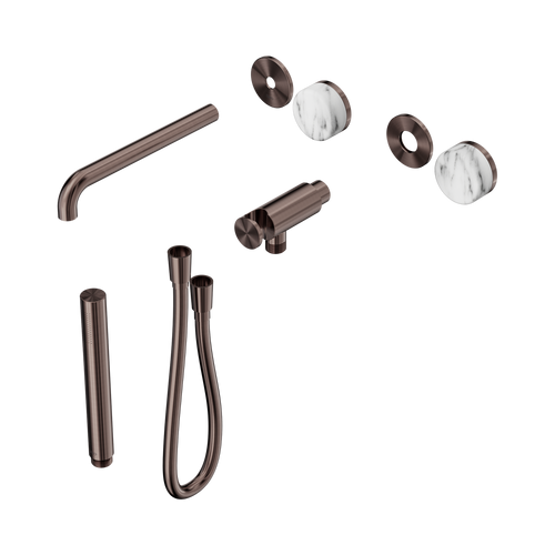 Serenity Progressive Shower System with Spout with Arabescato Corchia Handle and Slim Shower Trim Kit Only Brushed Bronze [311266]