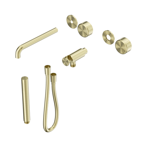 Serenity Progressive Shower System with Spout with Metal Handle and Slim Shower Trim Kit Only Brushed Gold [311321]