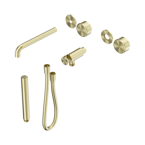 Serenity Progressive Shower System with Spout with Metal Handle and Slim Shower Trim Kit Only Brushed Gold [311321]