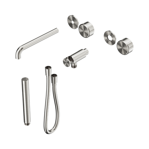 Serenity Progressive Shower System with Spout with Metal Handle and Slim Shower Trim Kit Only Brushed Nickel [311287]